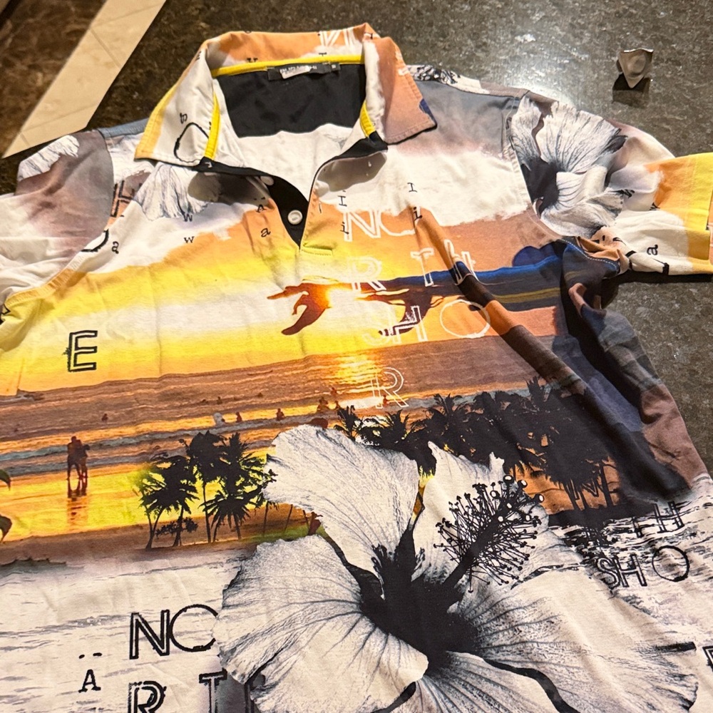 Bugatchi Sunset Beach Graphic Polo Shirt